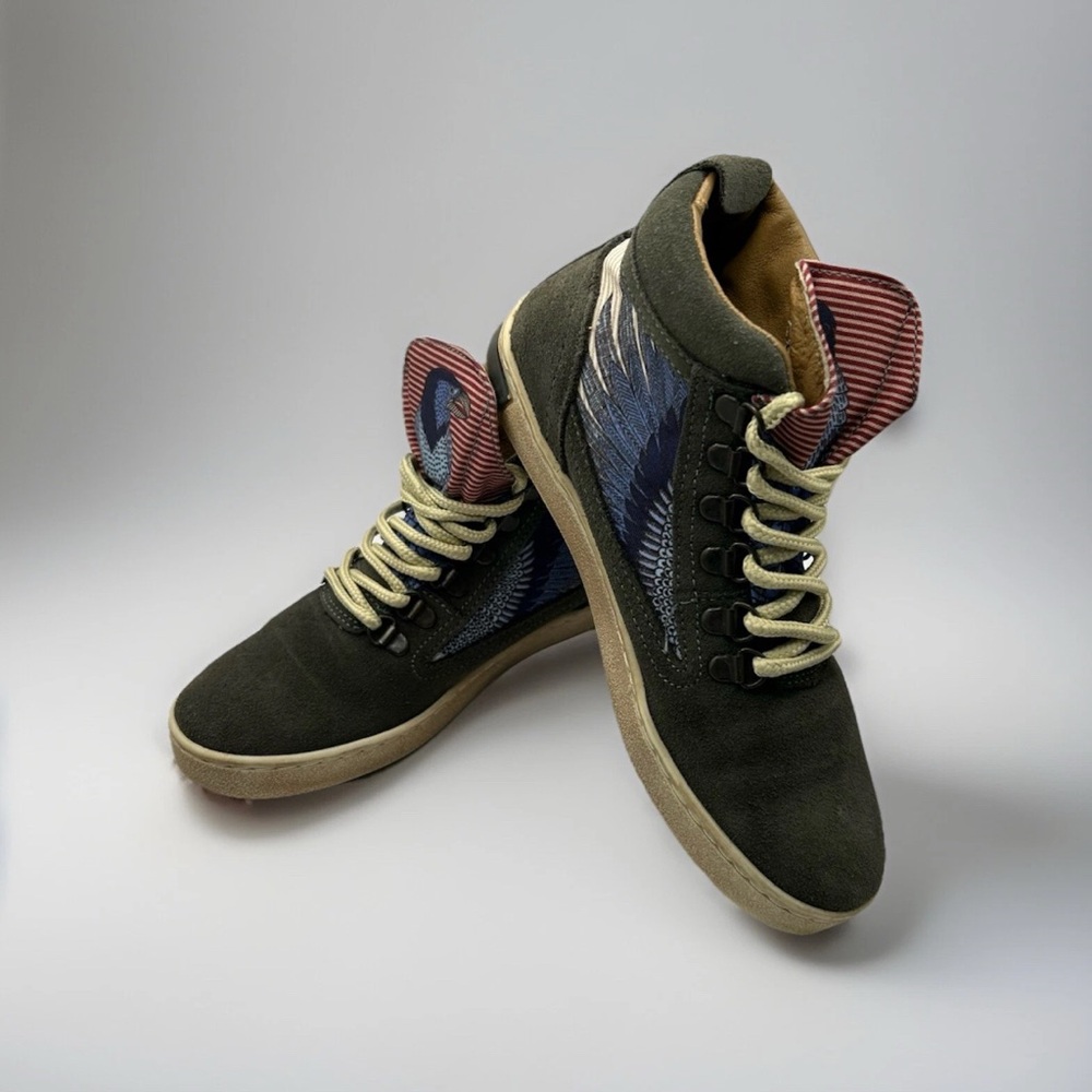Inkkas Olive and Blue High-Top Sneakers